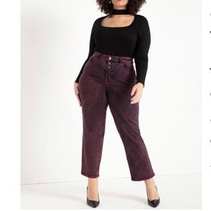 Eloquii Wine Red Straight Leg Jeans